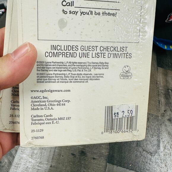 VTG 2001 BARNEY 8-Pack Party Invitations by Designware Lot of 2 (16 Invites) - Picture 2 of 5